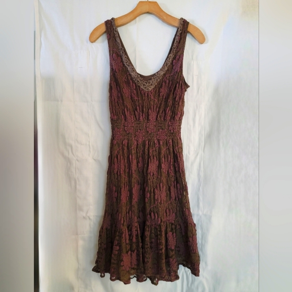 Free People mauve lace midi dress size medium - Picture 1 of 10